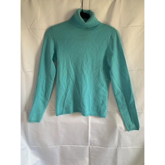 Collection Fifty Nine 100% Cashmere Blue Knit Turtleneck Sweater Size XS - Picture 1 of 9
